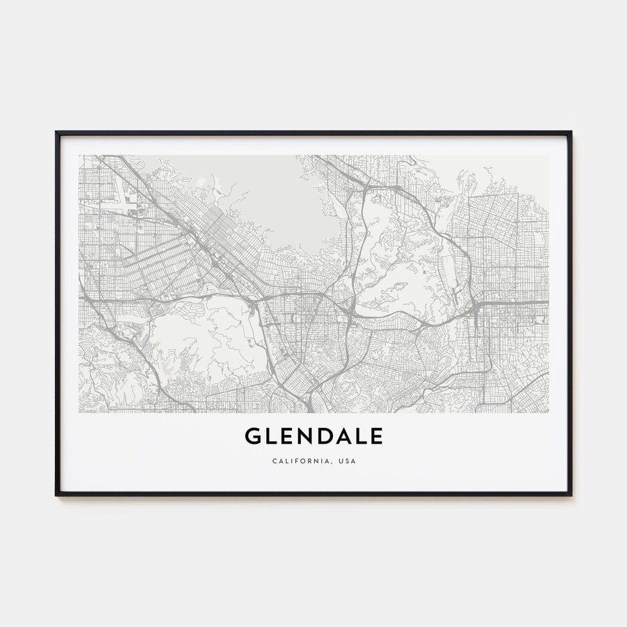 Glendale, California Map Landscape Poster