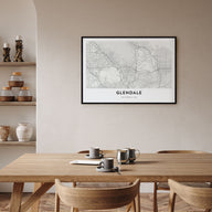 Glendale, California Map Landscape Poster
