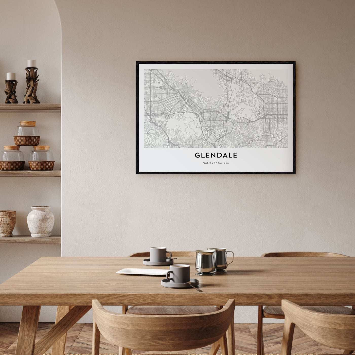 Glendale, California Map Landscape Poster
