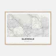 Glendale, California Map Landscape Poster