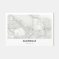 Glendale, California Map Landscape Poster