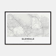 Glendale, California Map Landscape Poster