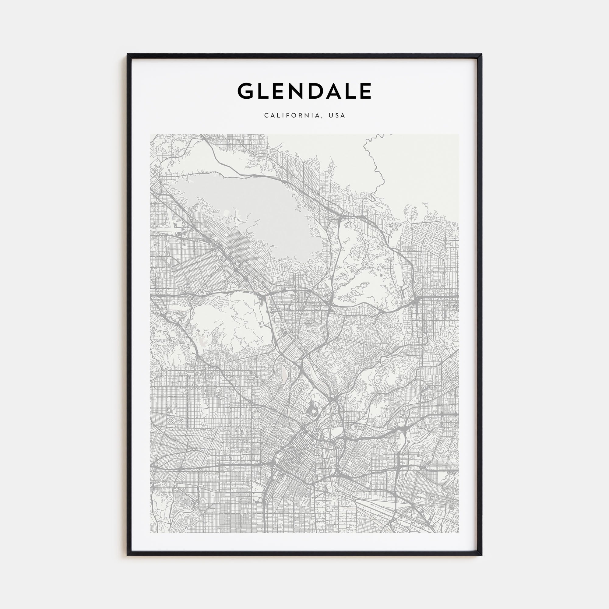 Glendale, California Map Portrait Poster