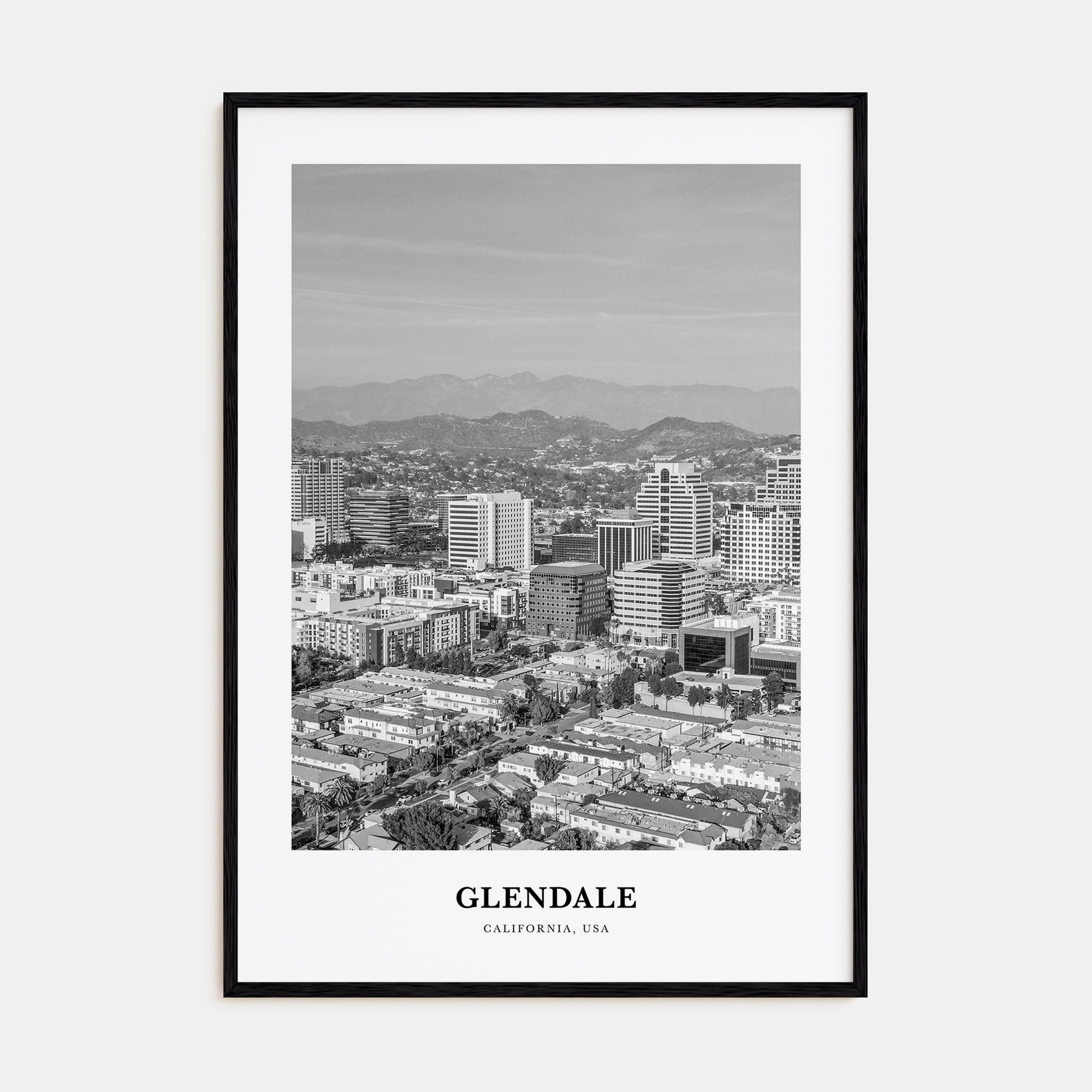 Glendale, California Portrait B&W Poster