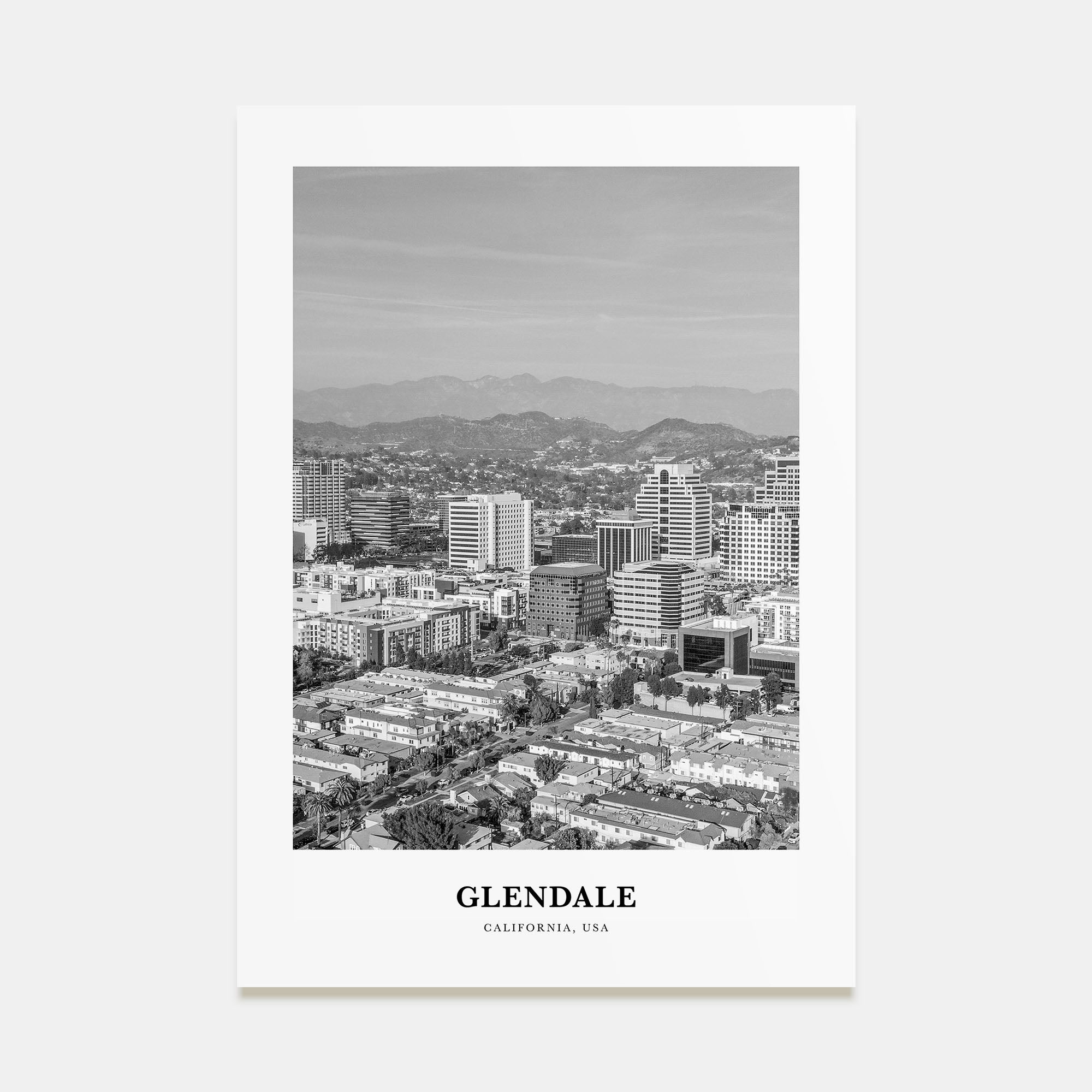 Glendale, California Portrait B&W Poster