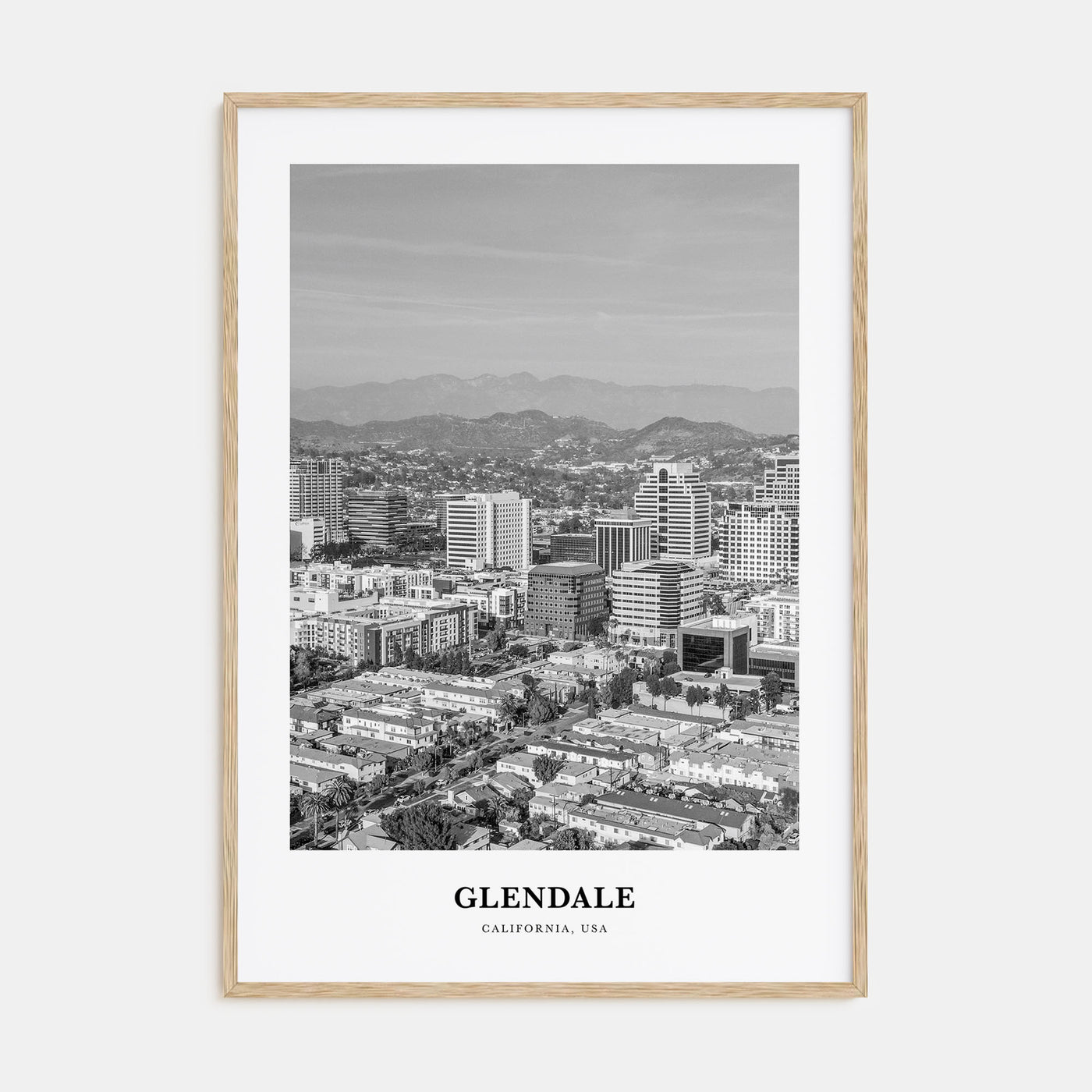 Glendale, California Portrait B&W Poster