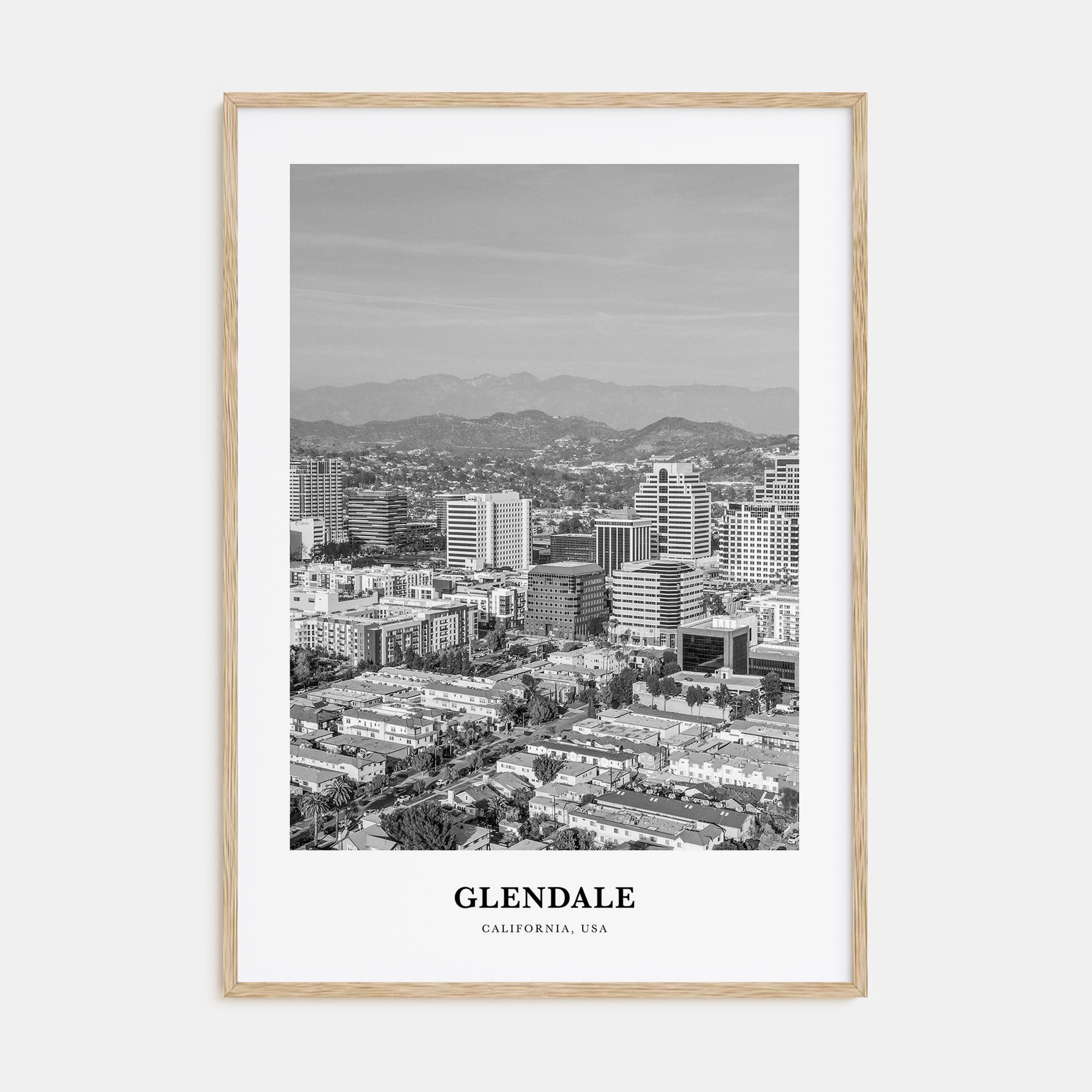 Glendale, California Portrait B&W Poster