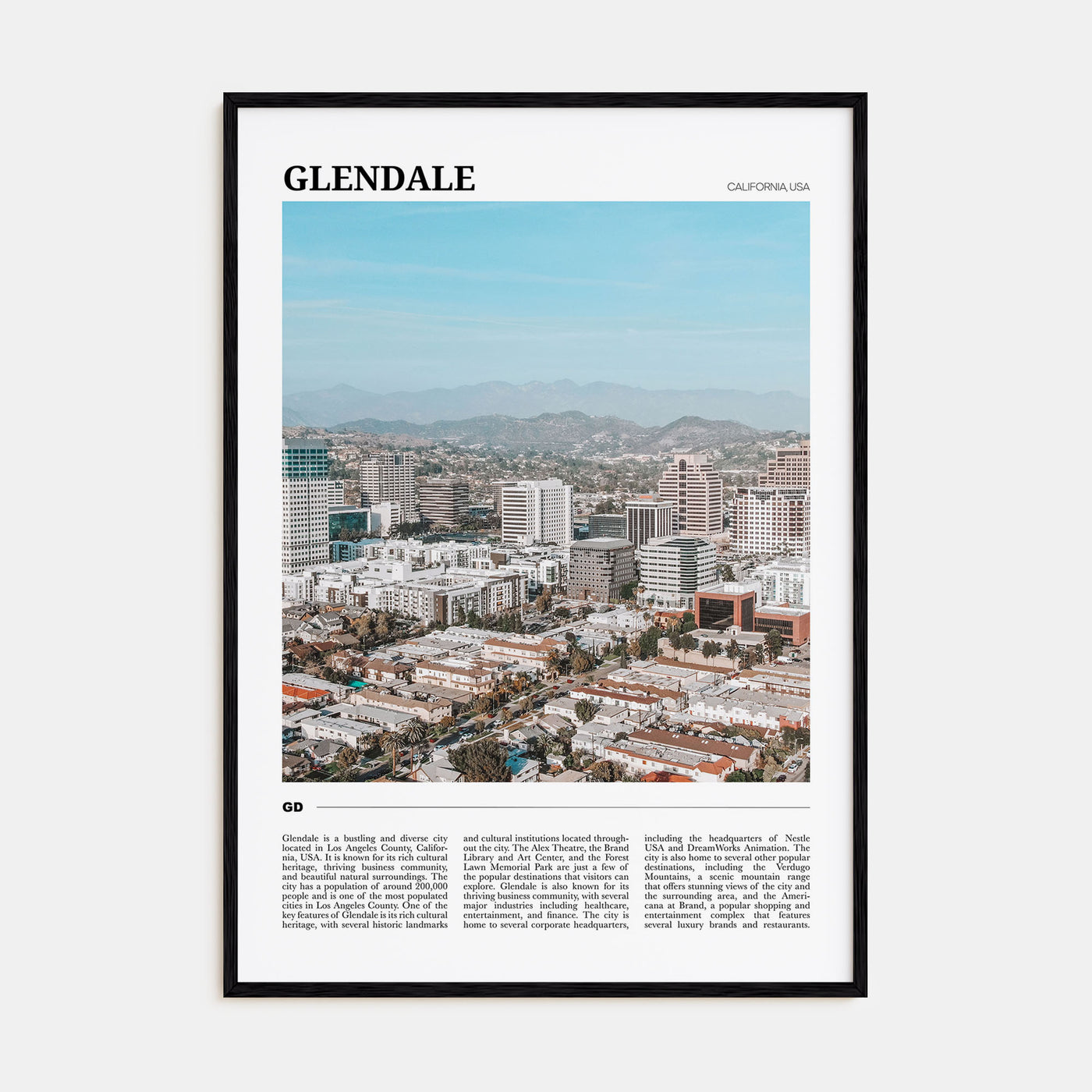 Glendale, California Travel Color Poster