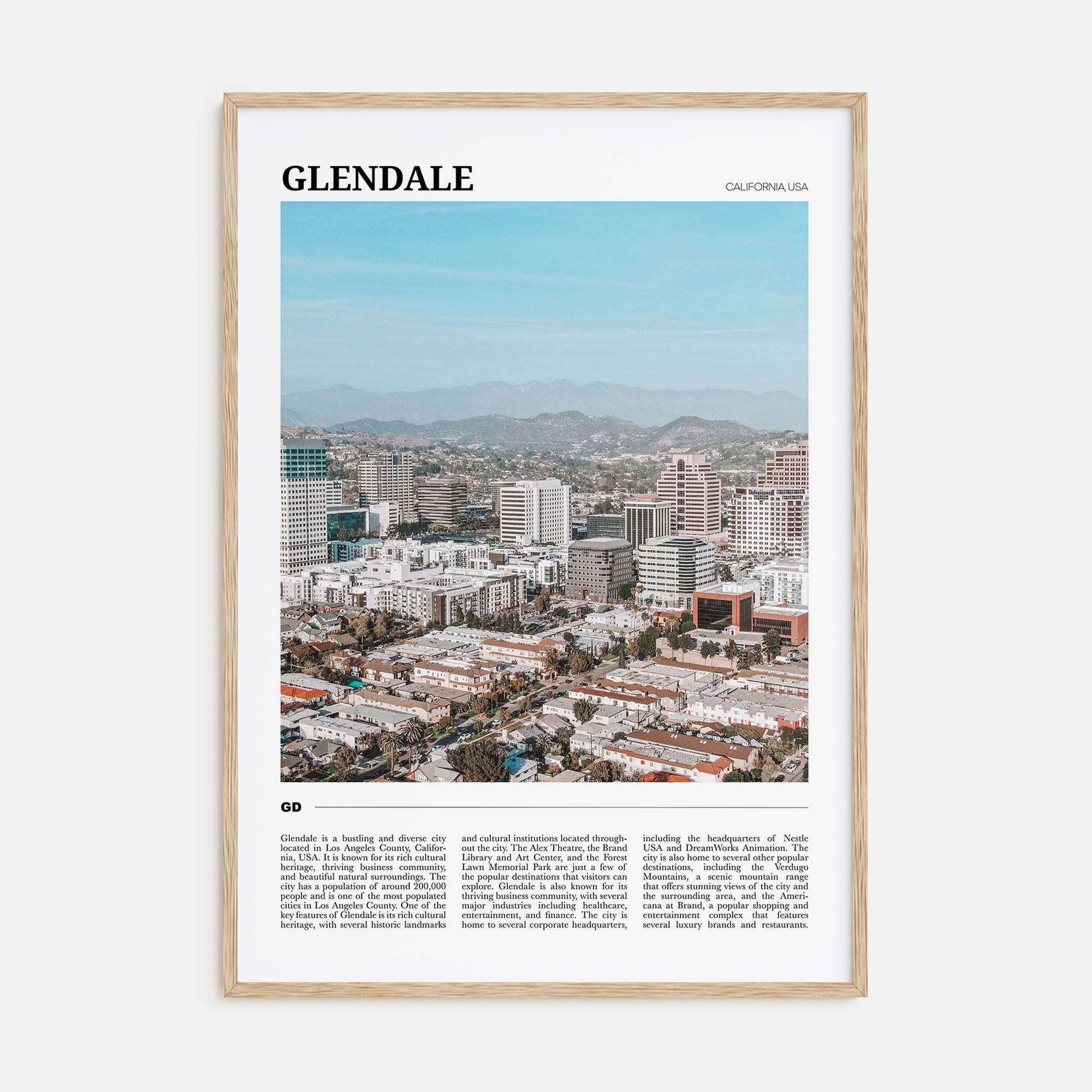 Glendale, California Travel Color Poster