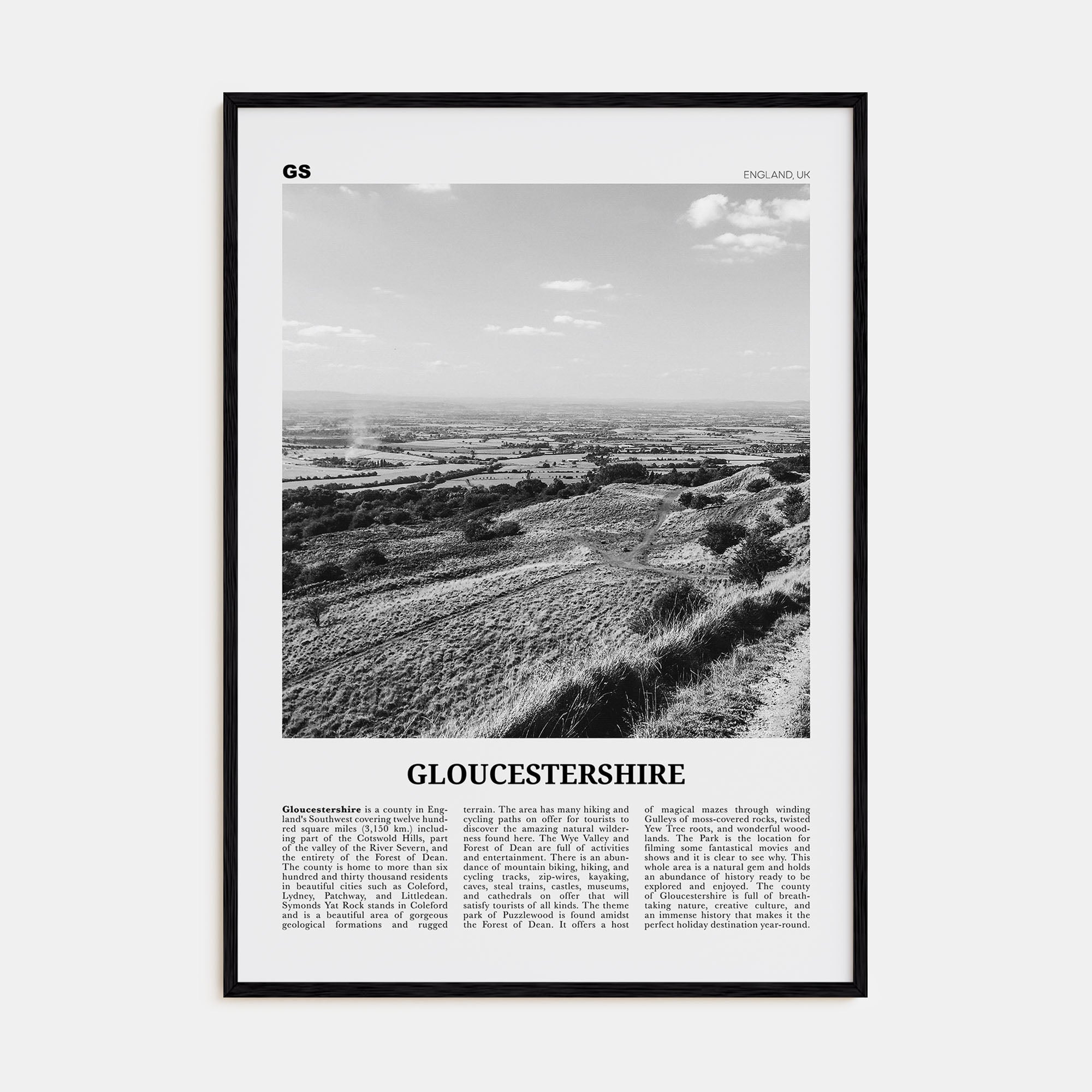 Gloucestershire Travel B&W Poster