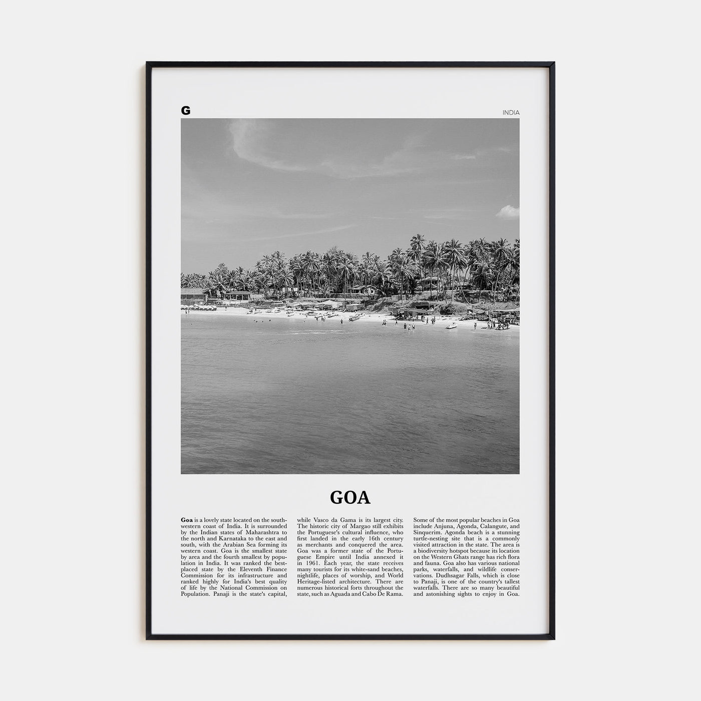 Goa Travel B&W No 2 Poster