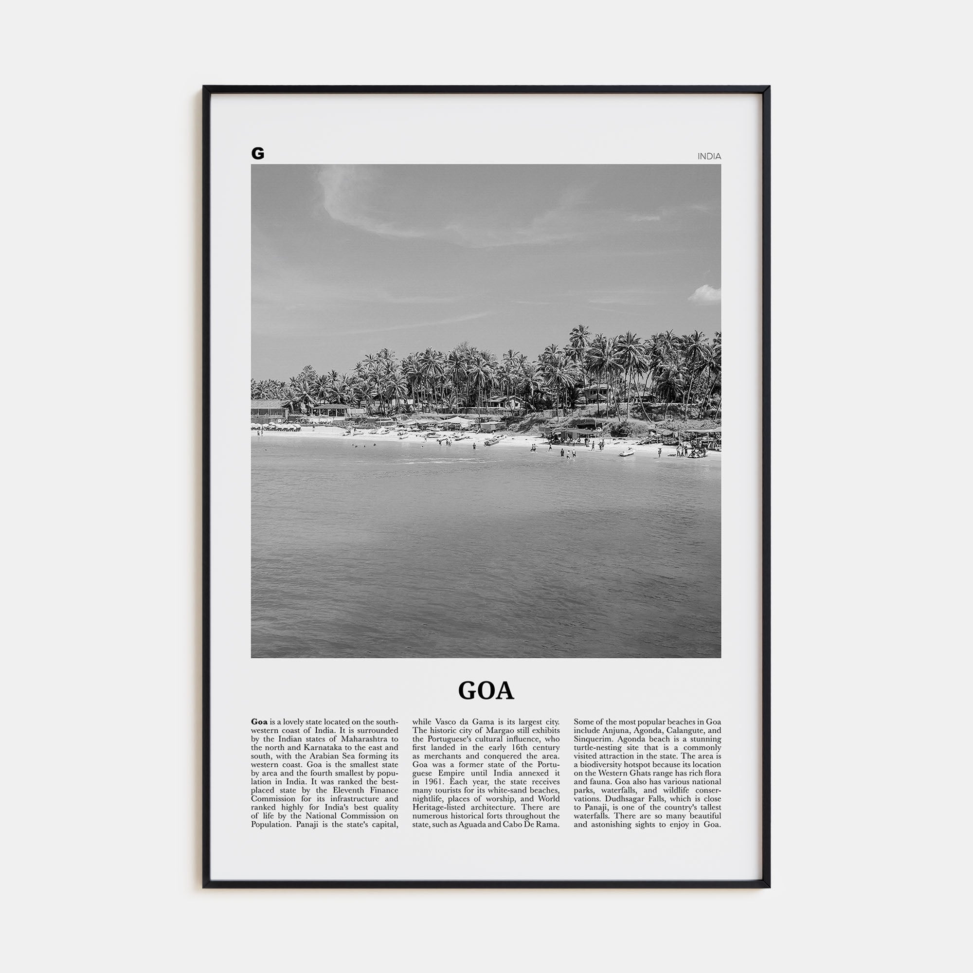 Goa Travel B&W No 2 Poster