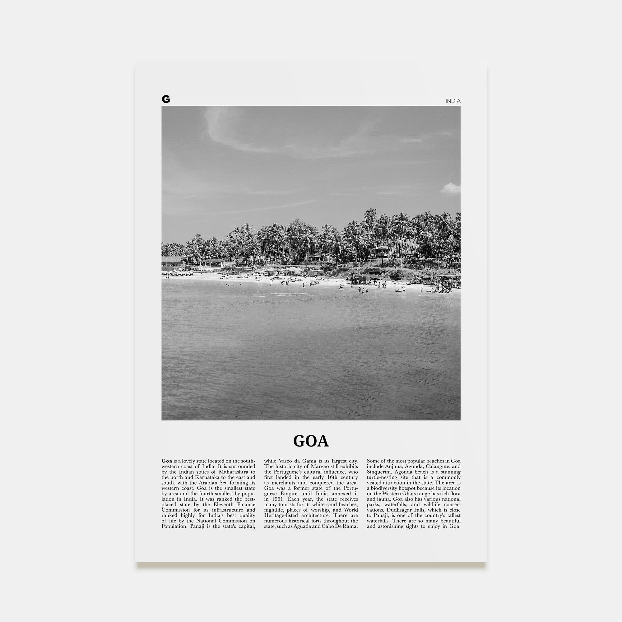 Goa Travel B&W No 2 Poster