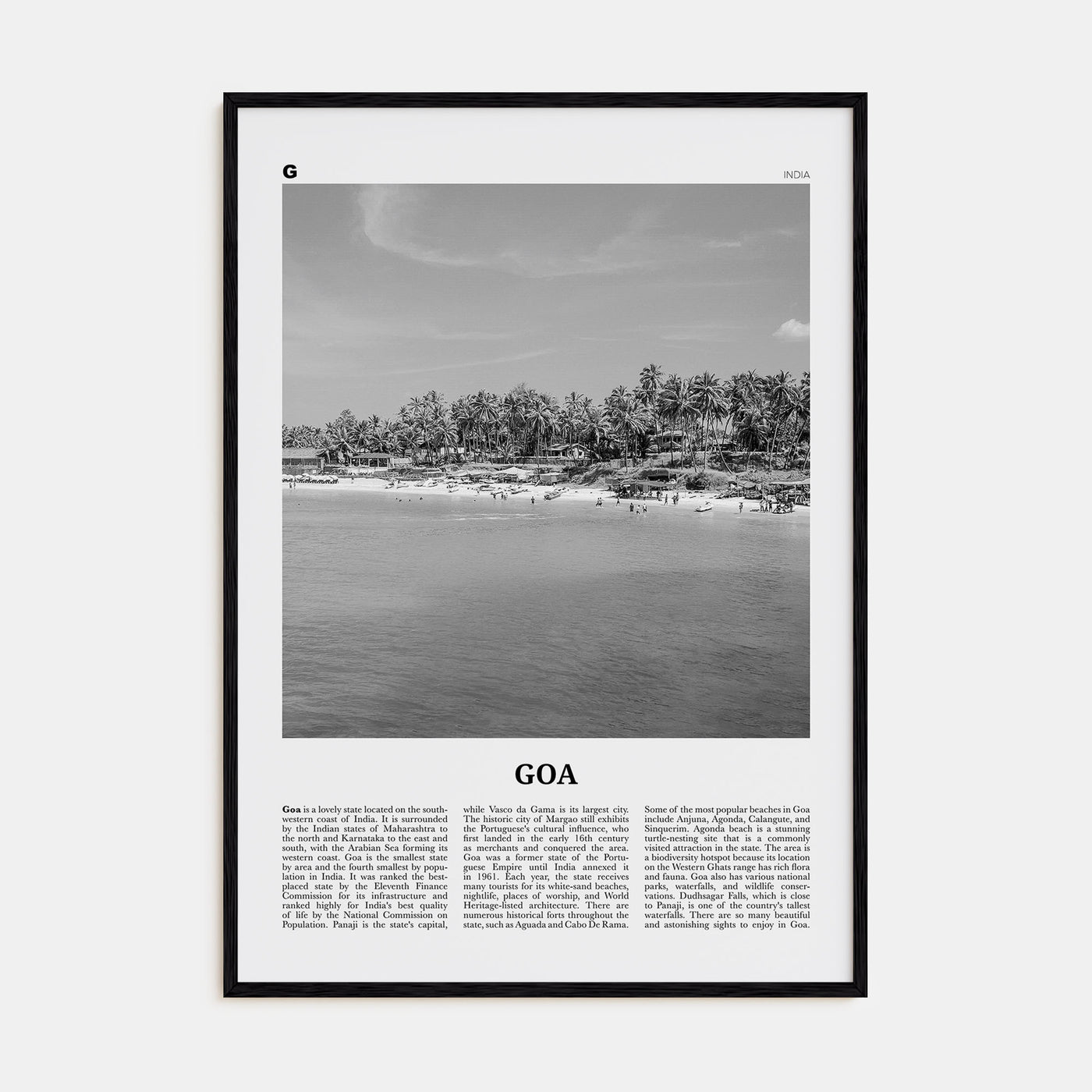 Goa Travel B&W No 2 Poster