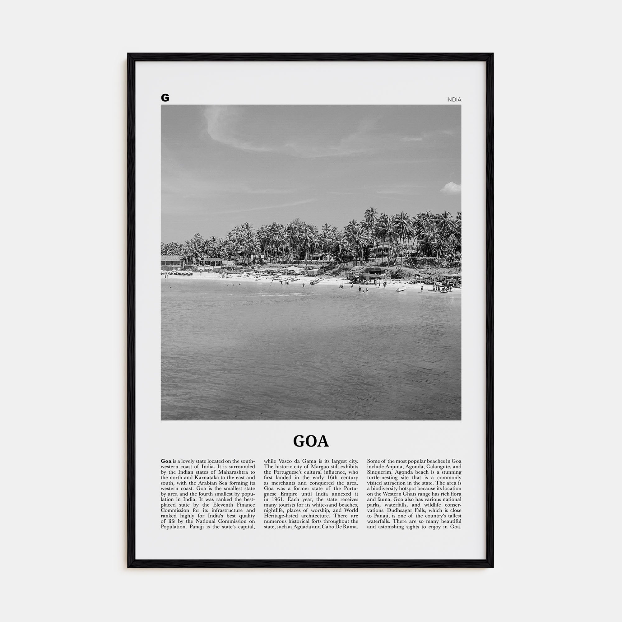 Goa Travel B&W No 2 Poster