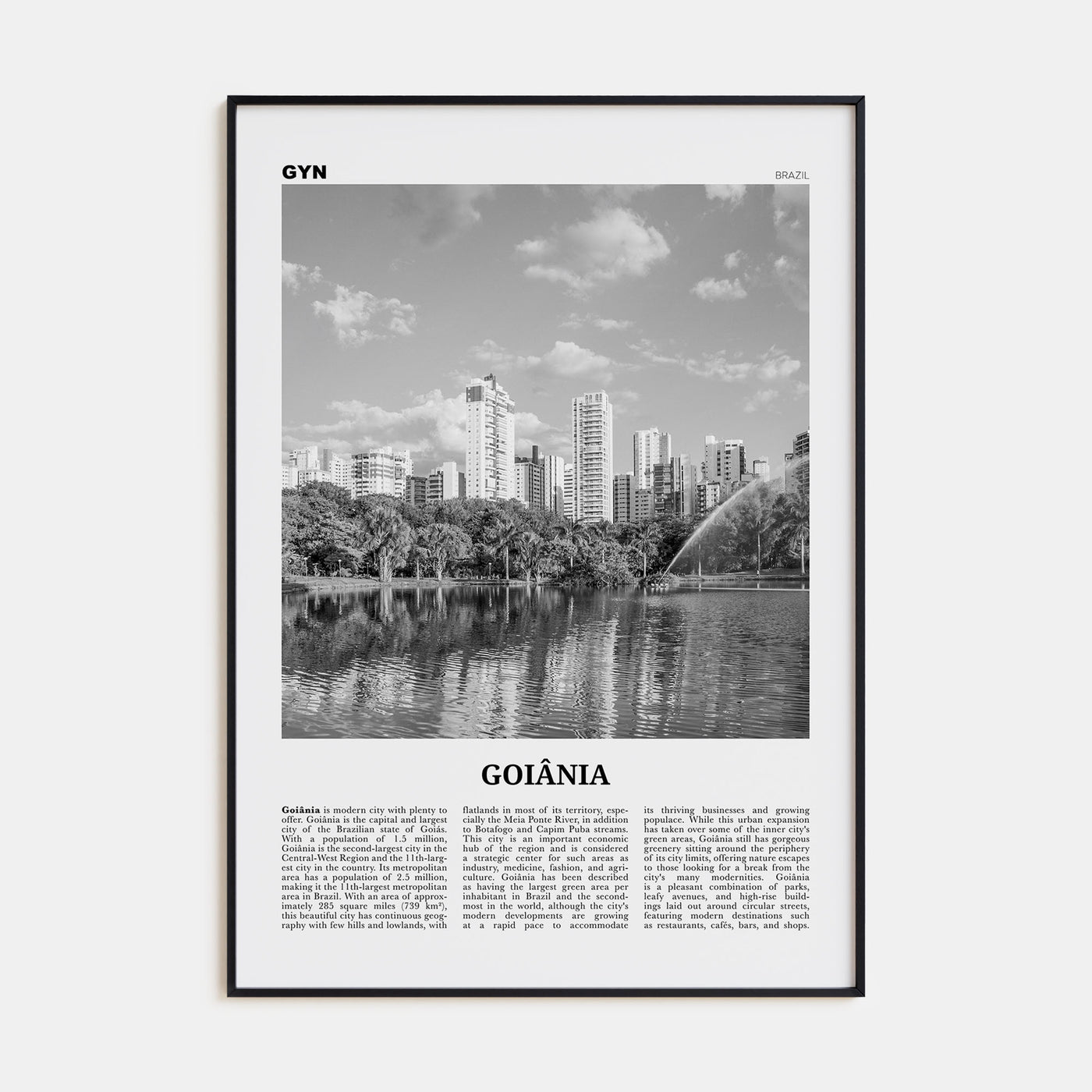 Goiânia Travel B&W Poster