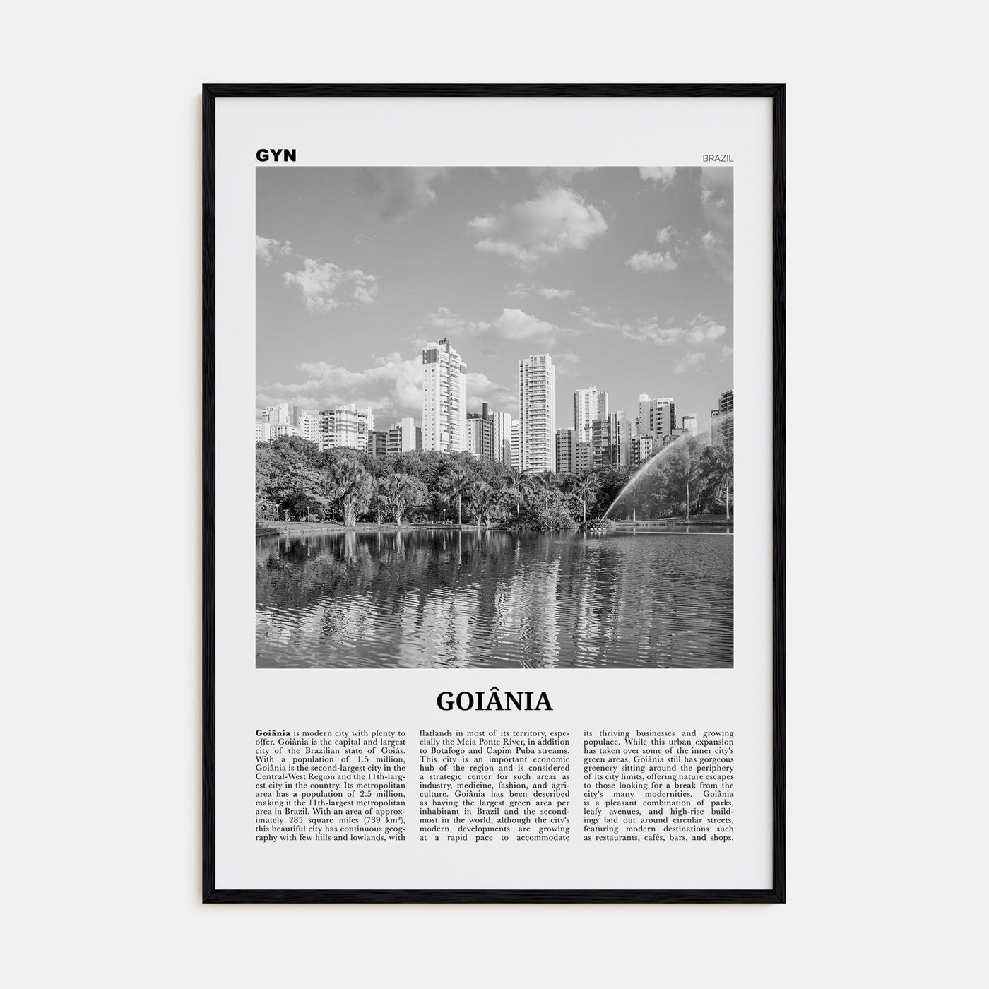 Goiânia Travel B&W Poster