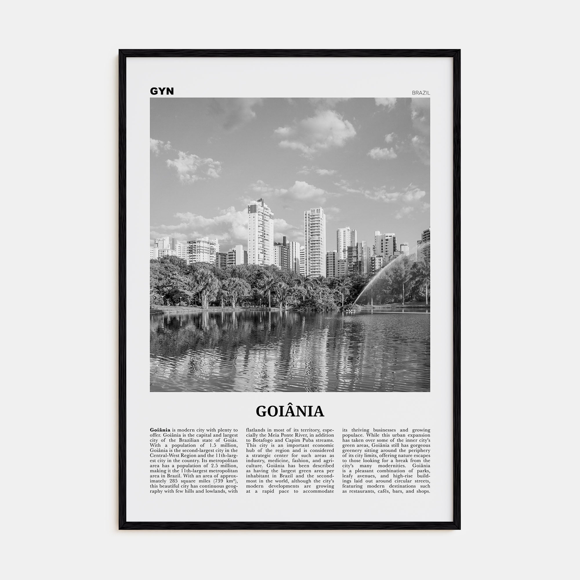 Goiânia Travel B&W Poster
