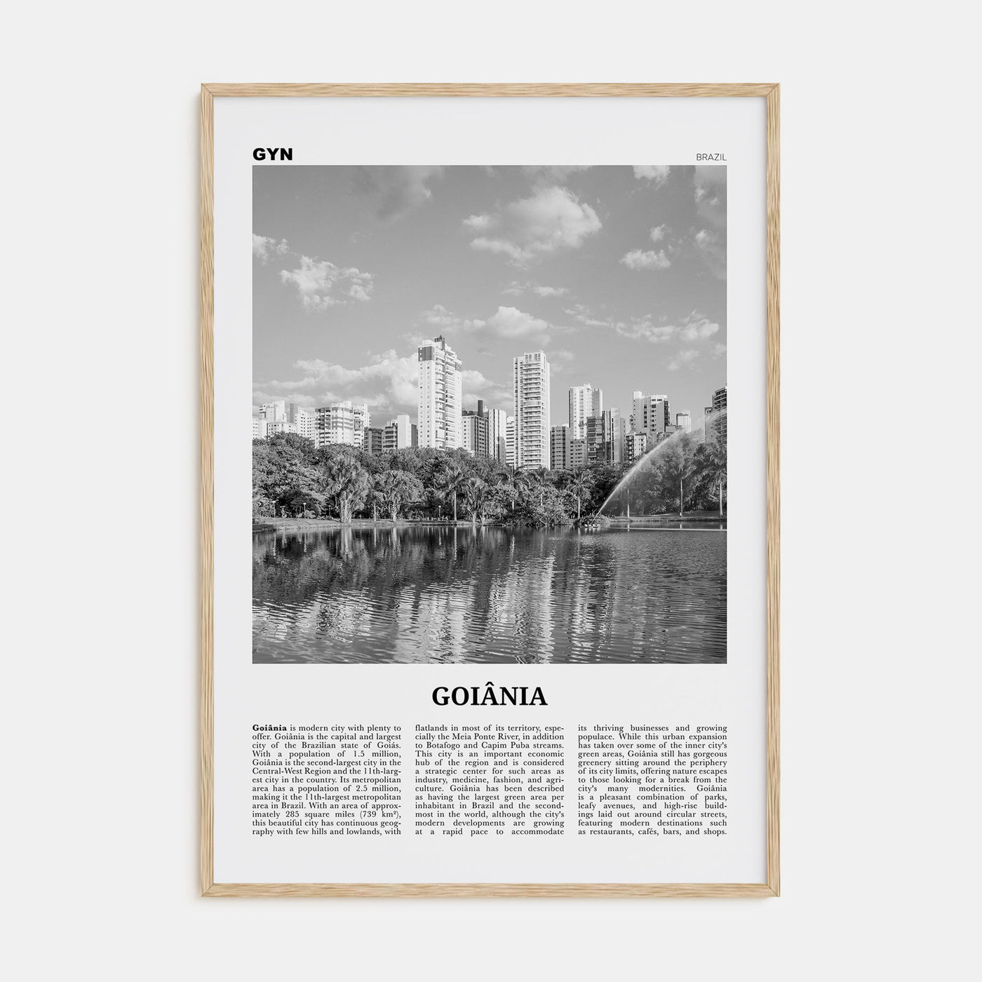 Goiânia Travel B&W Poster