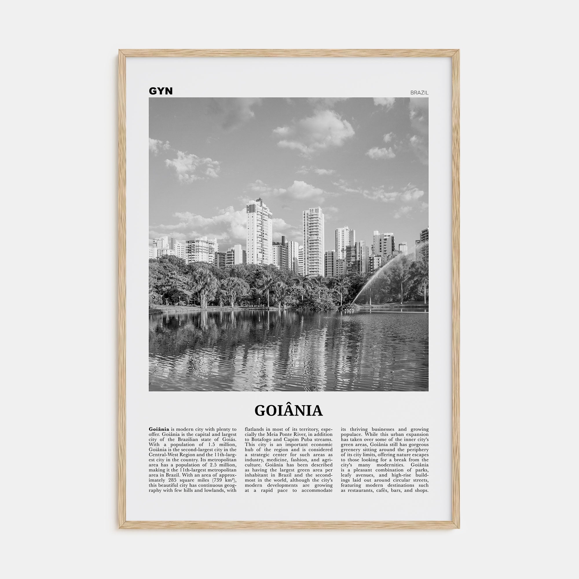 Goiânia Travel B&W Poster
