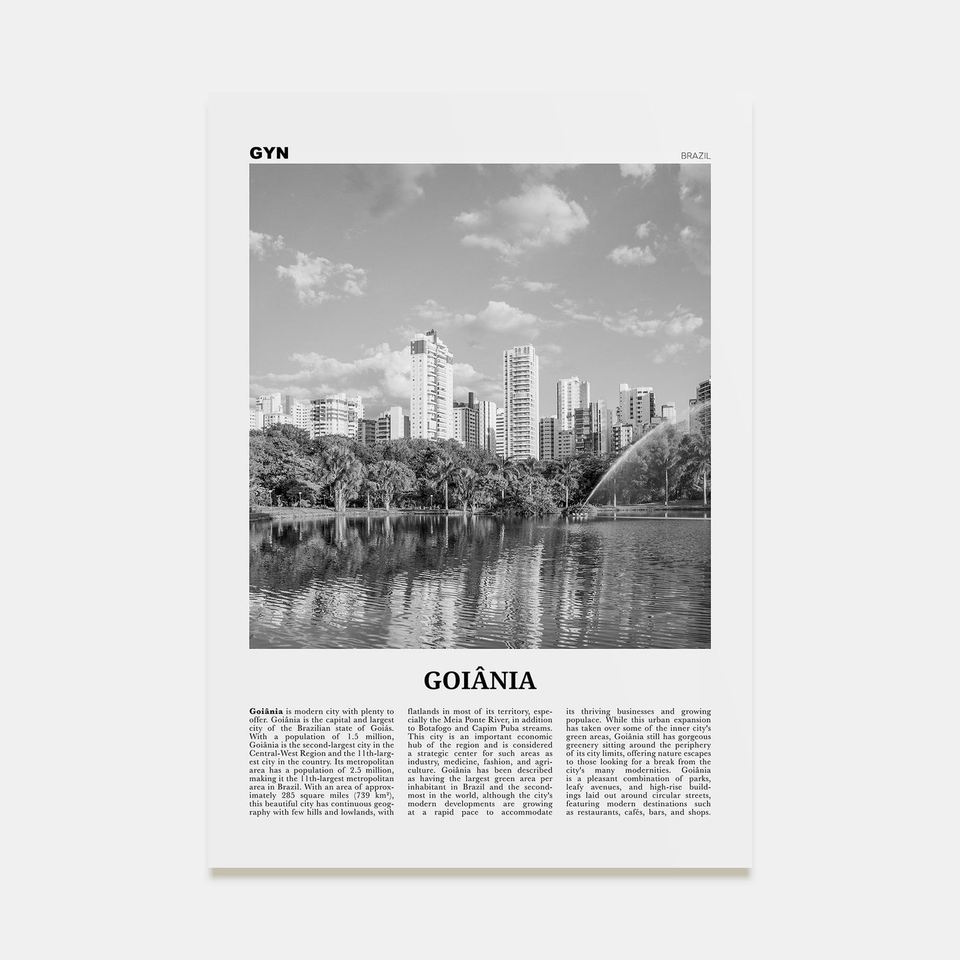 Goiânia Travel B&W Poster