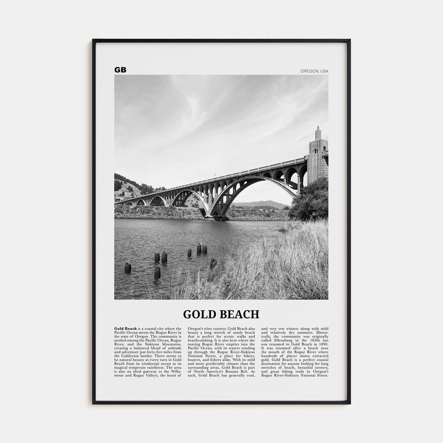 Gold Beach Travel B&W Poster