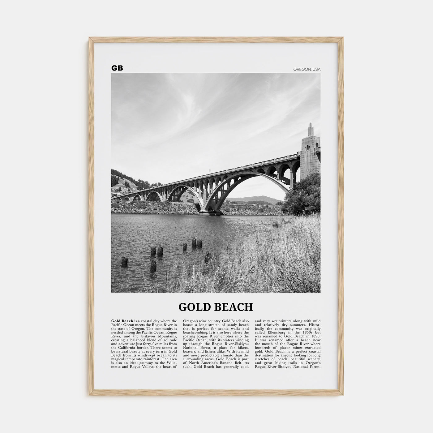 Gold Beach Travel B&W Poster