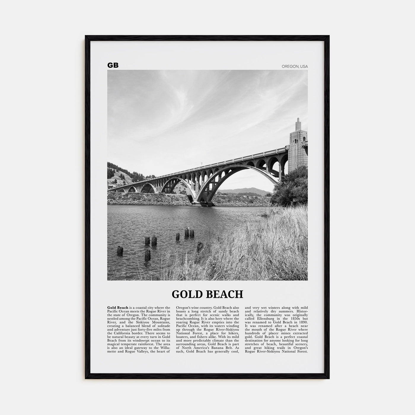 Gold Beach Travel B&W Poster