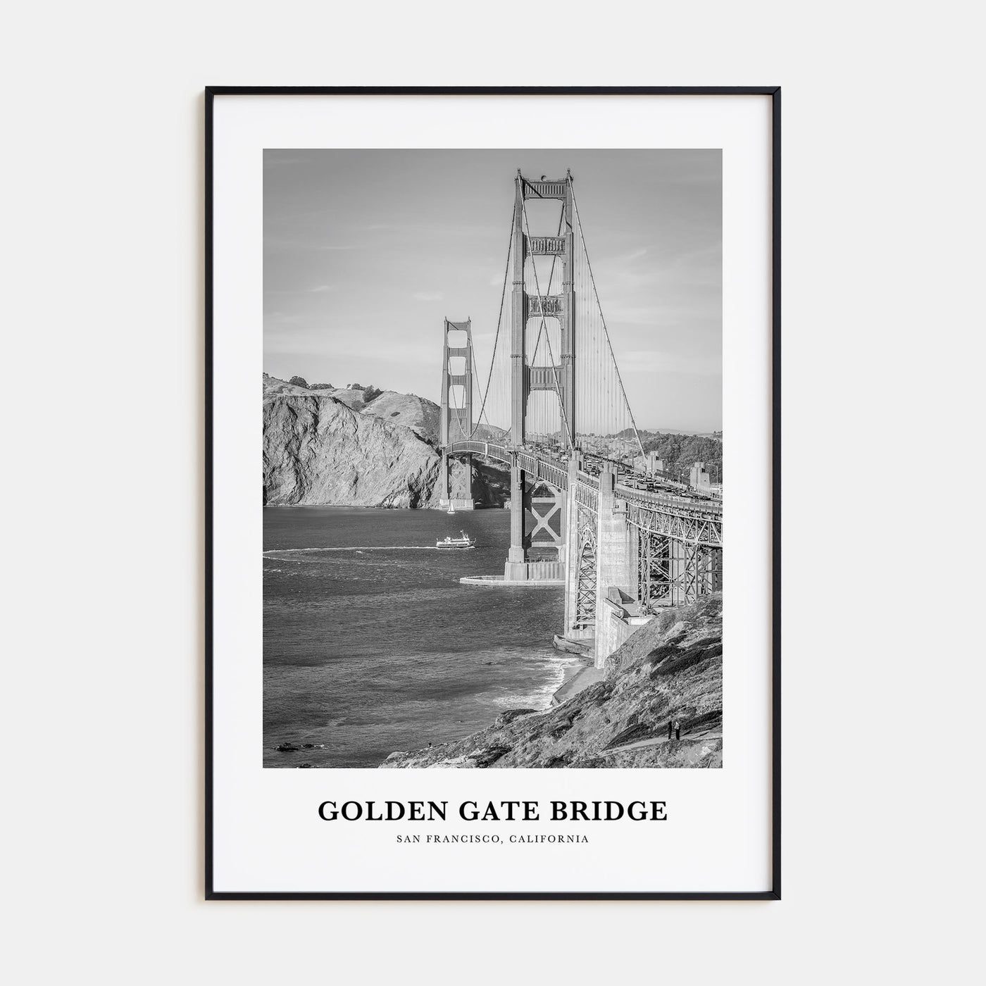 Golden Gate Bridge Portrait B&W Poster