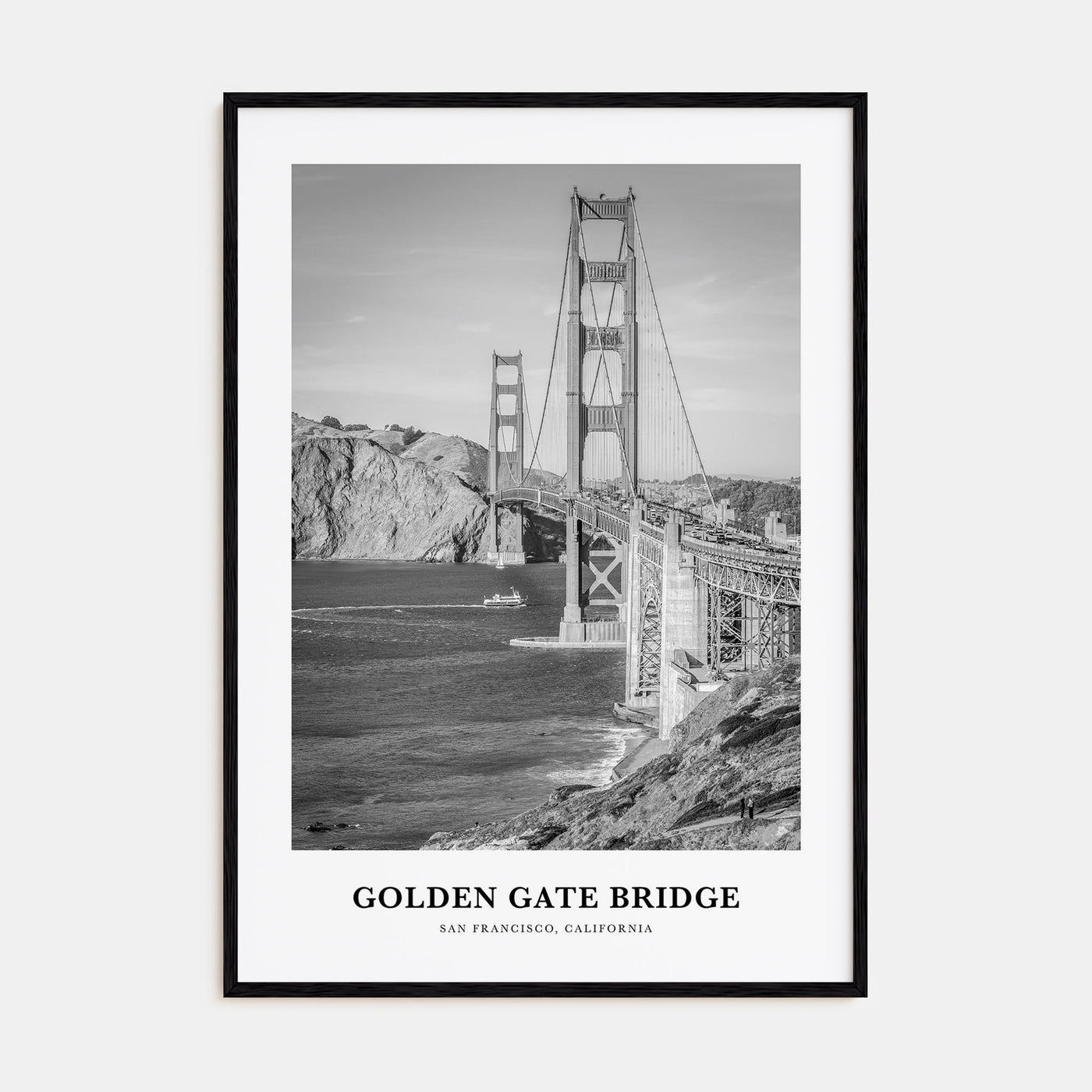Golden Gate Bridge Portrait B&W Poster