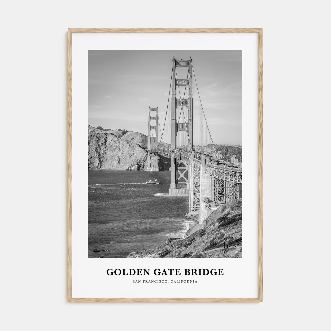 Golden Gate Bridge Portrait B&W Poster
