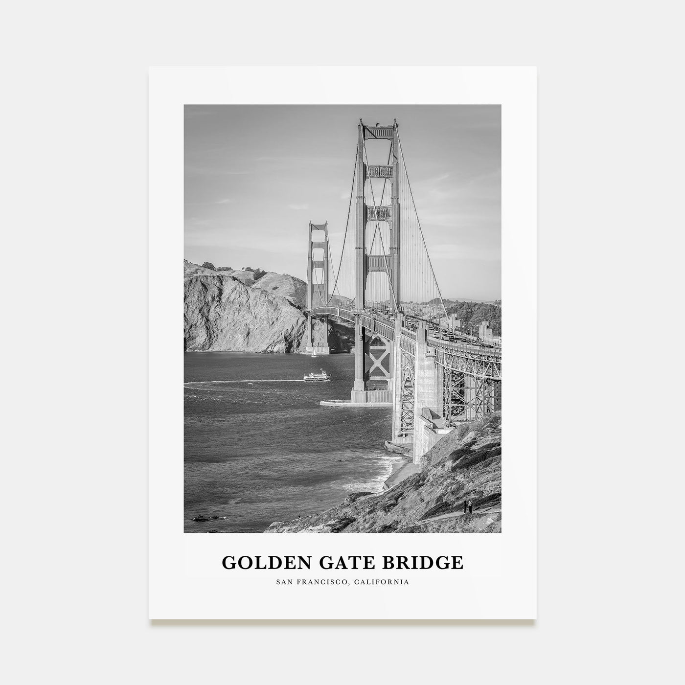 Golden Gate Bridge Portrait B&W Poster