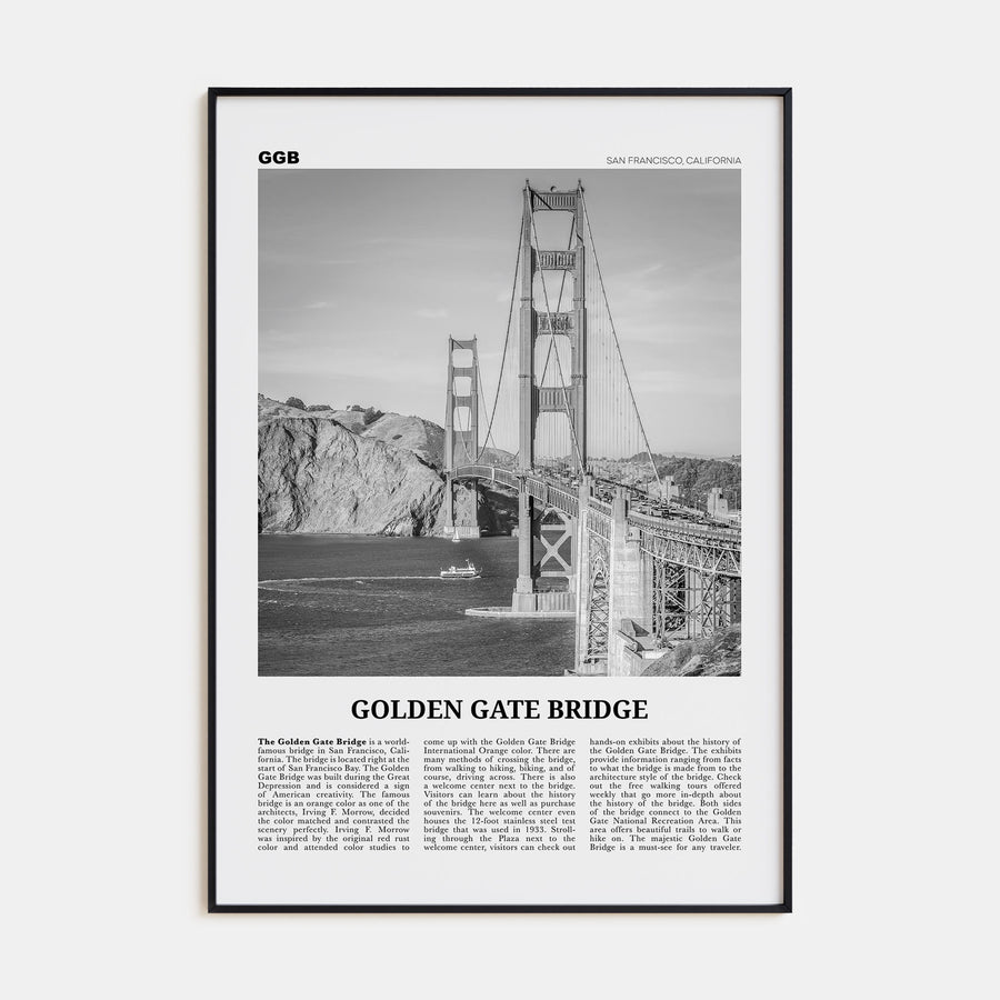 Golden Gate Bridge Travel B&W Poster