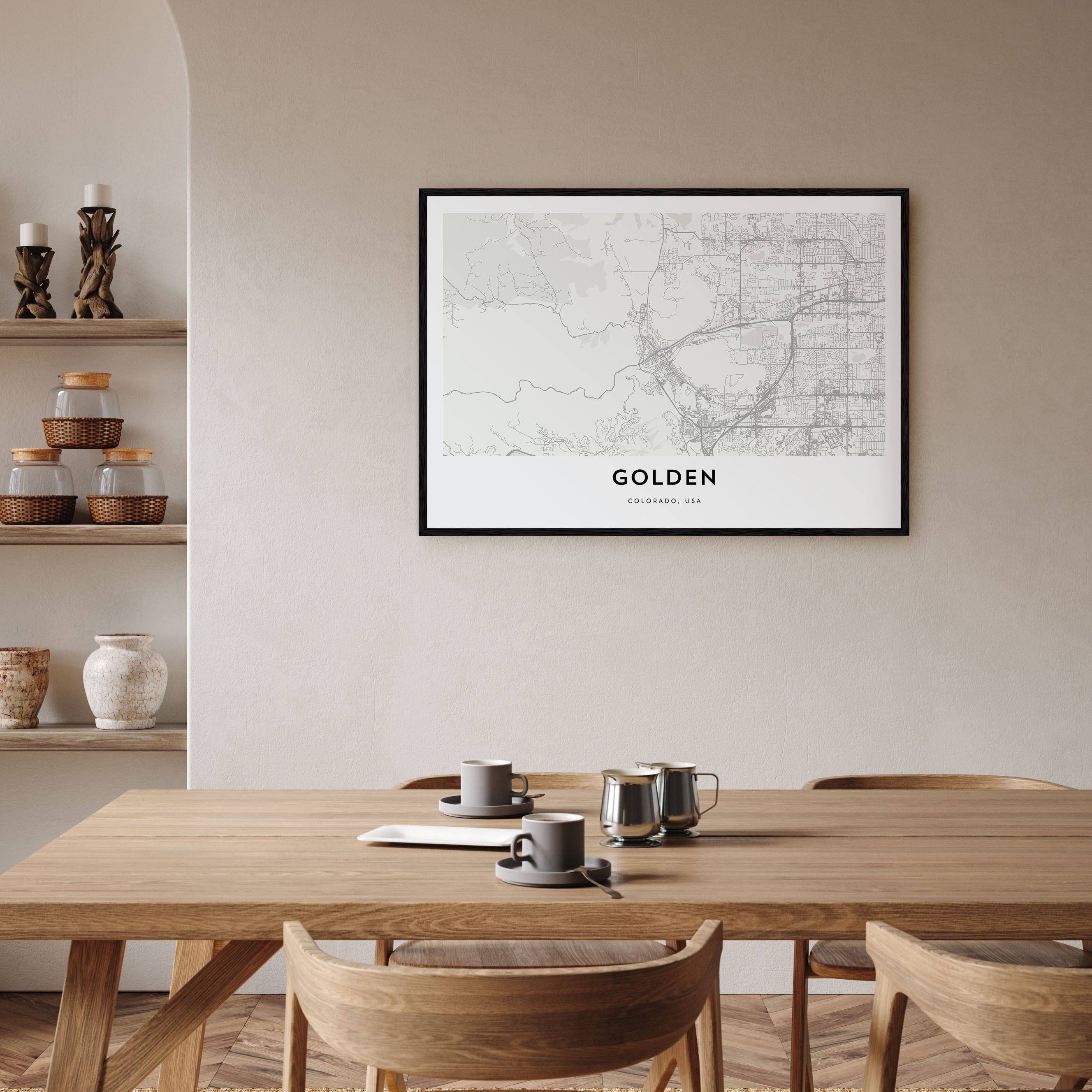 Golden Map Landscape Poster