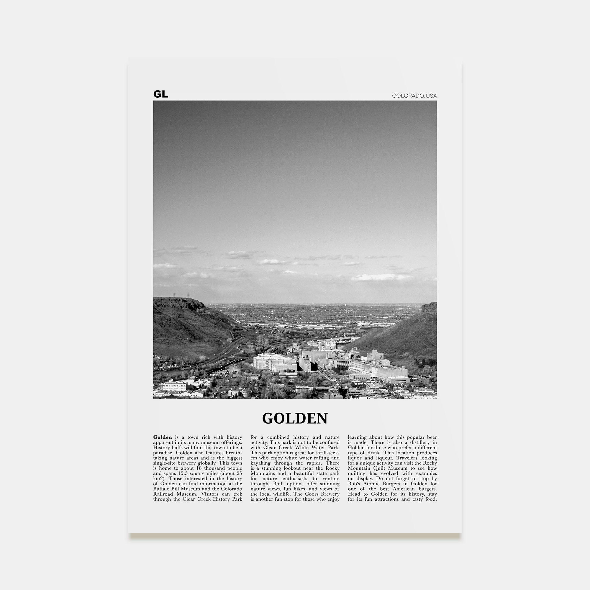 Golden Travel B&W Poster