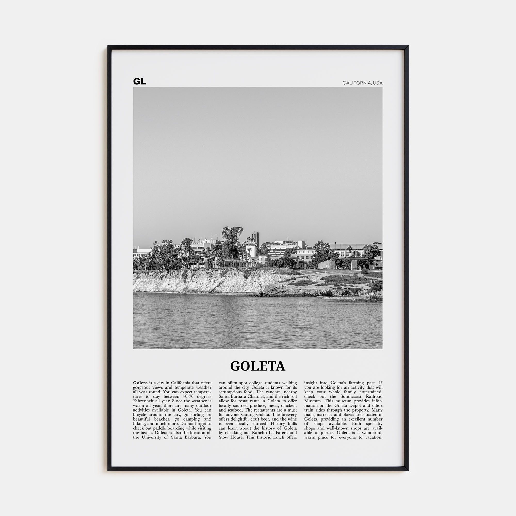 Goleta Travel B&W Poster
