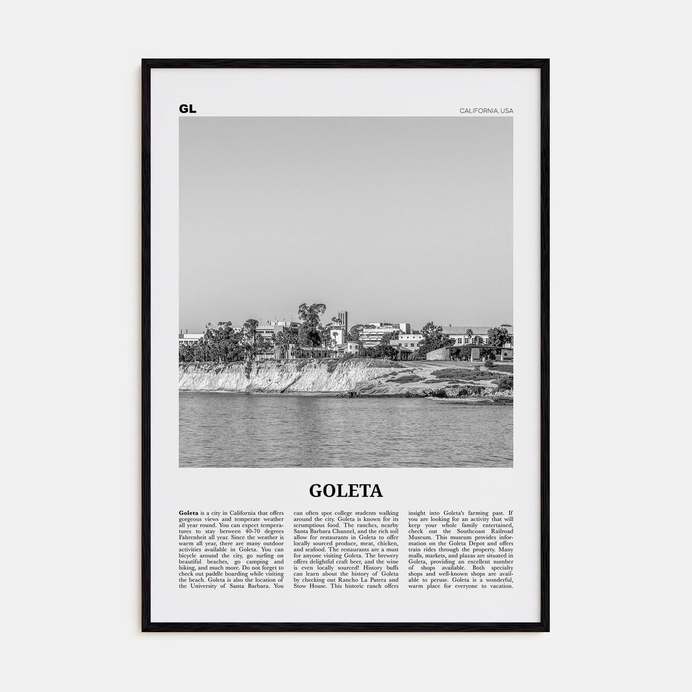 Goleta Travel B&W Poster