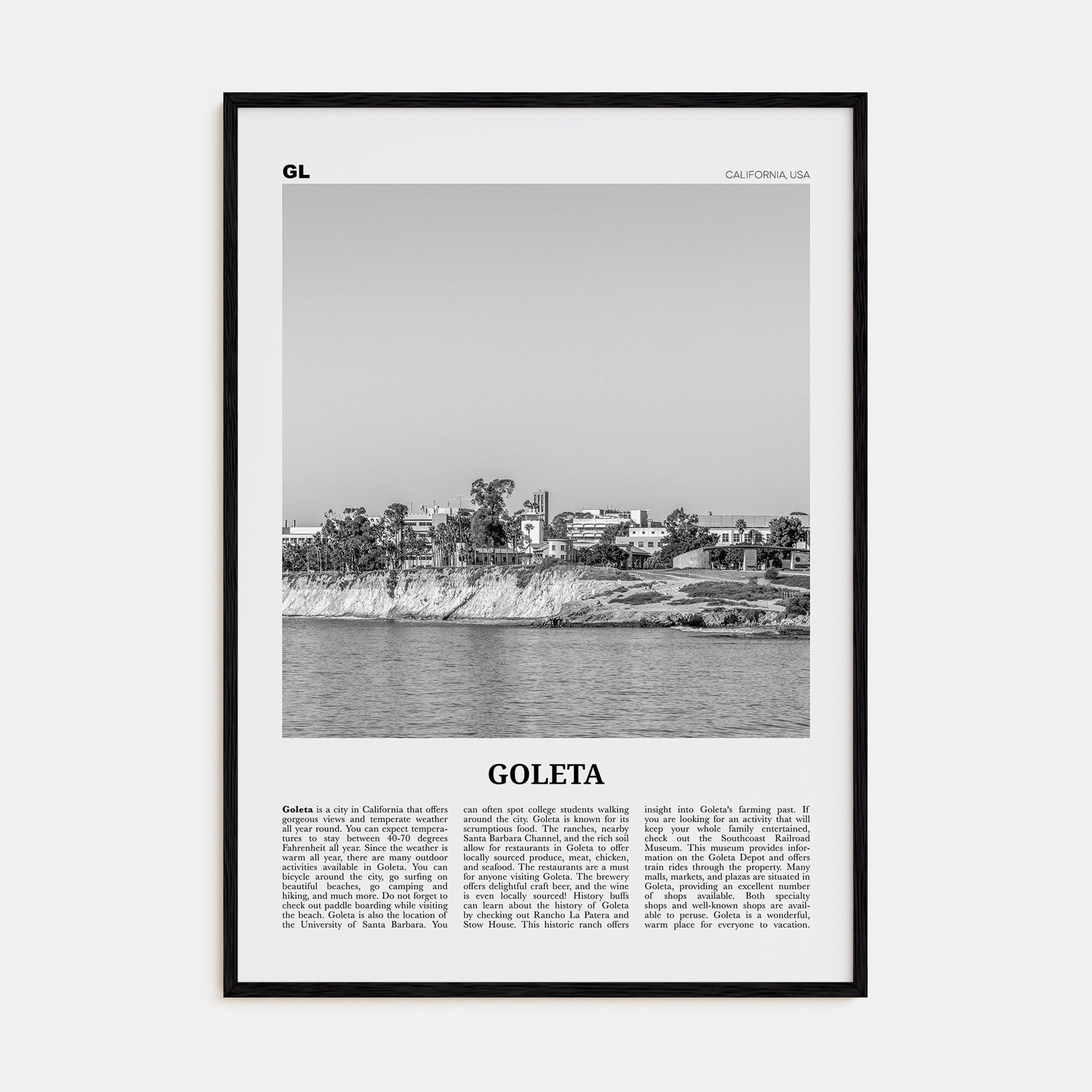 Goleta Travel B&W Poster