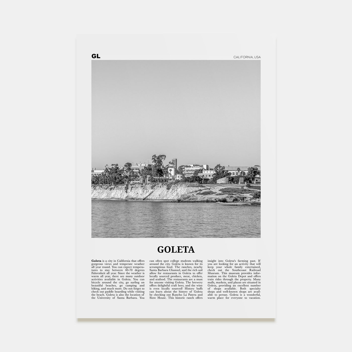 Goleta Travel B&W Poster
