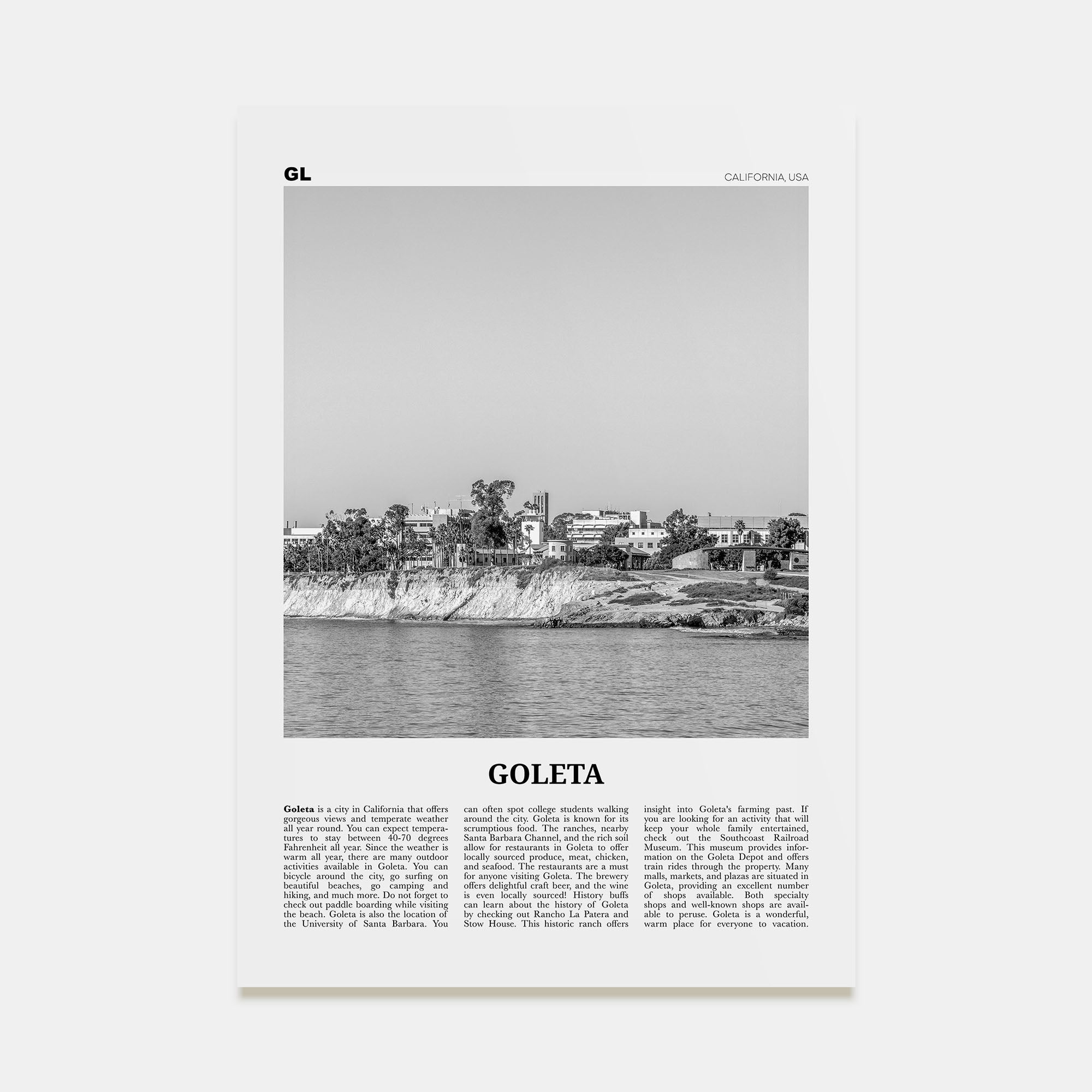 Goleta Travel B&W Poster