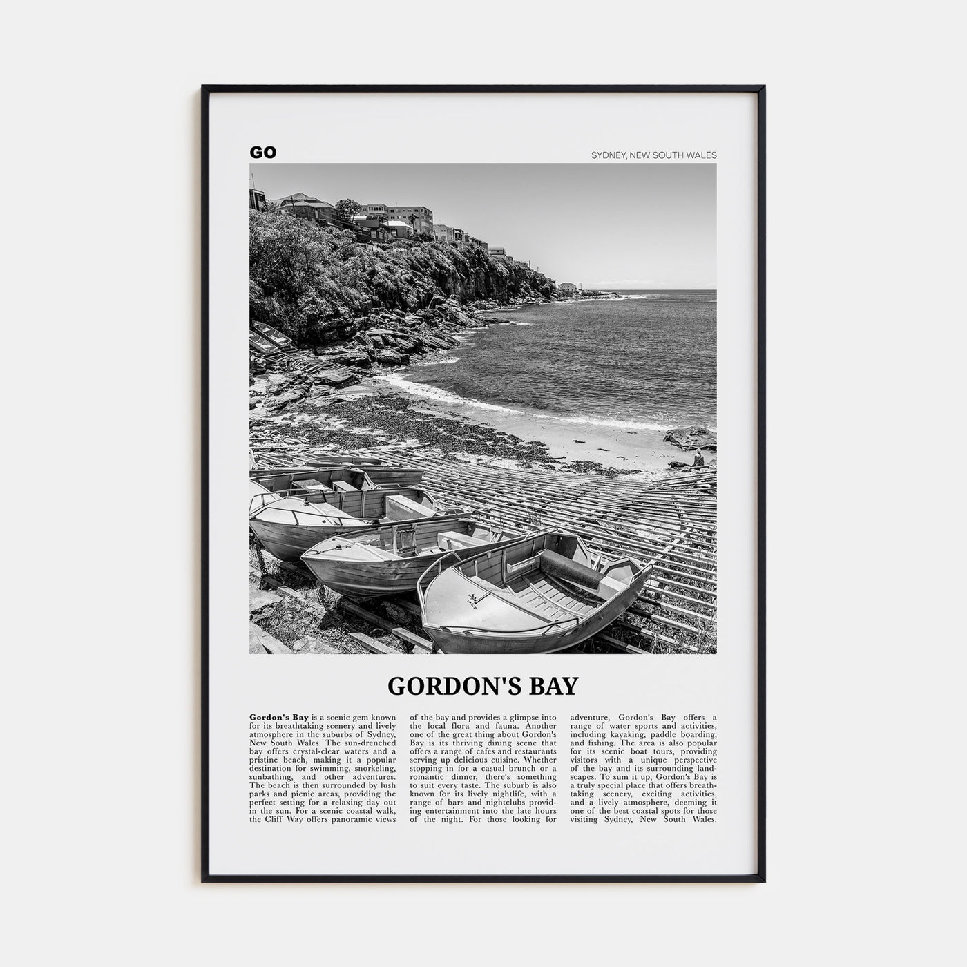 Gordon's Bay Travel B&W Poster