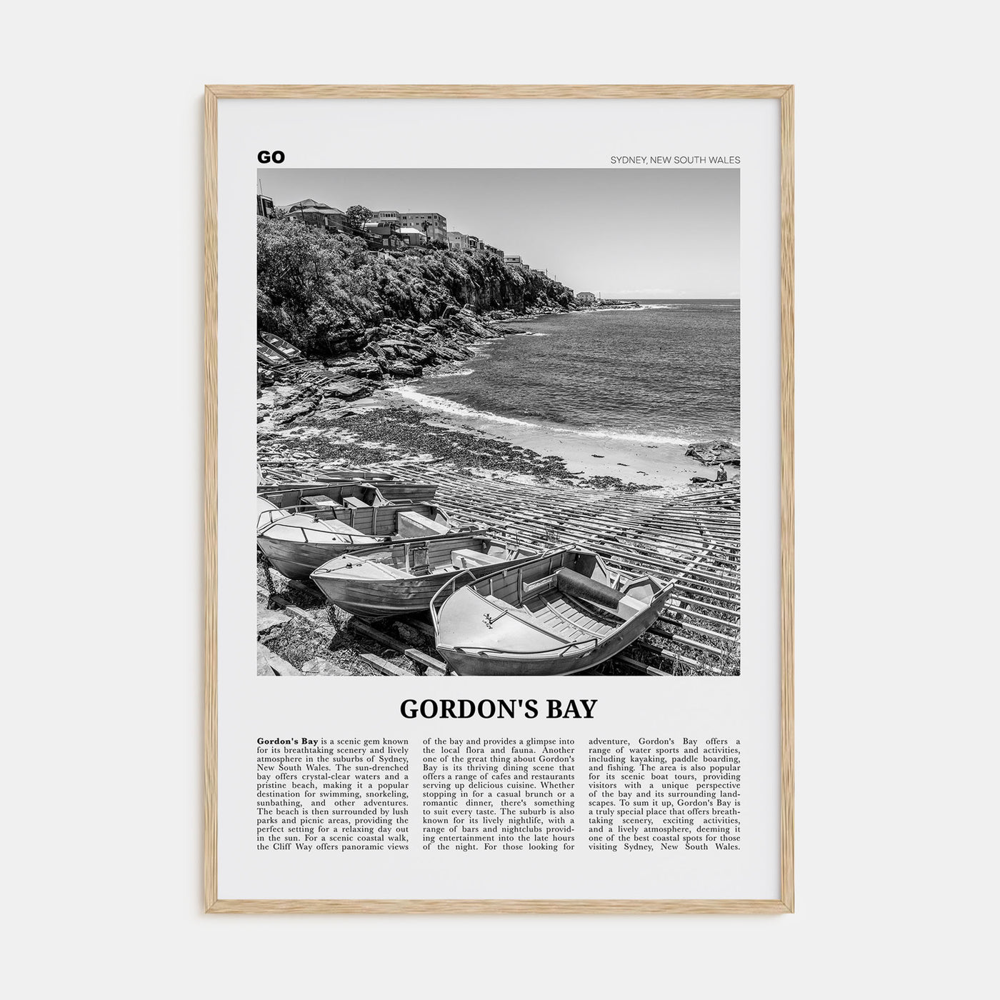 Gordon's Bay Travel B&W Poster