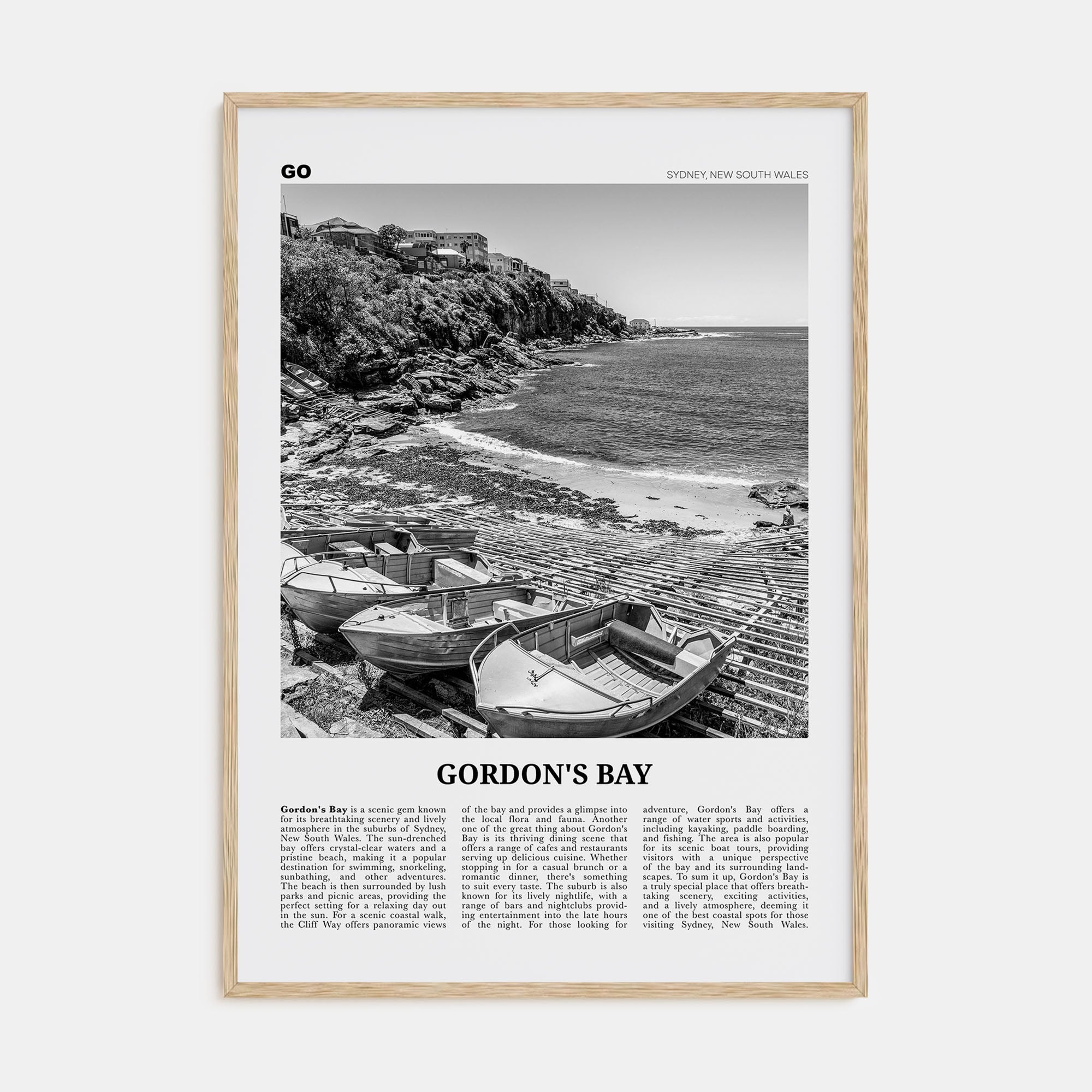 Gordon's Bay Travel B&W Poster