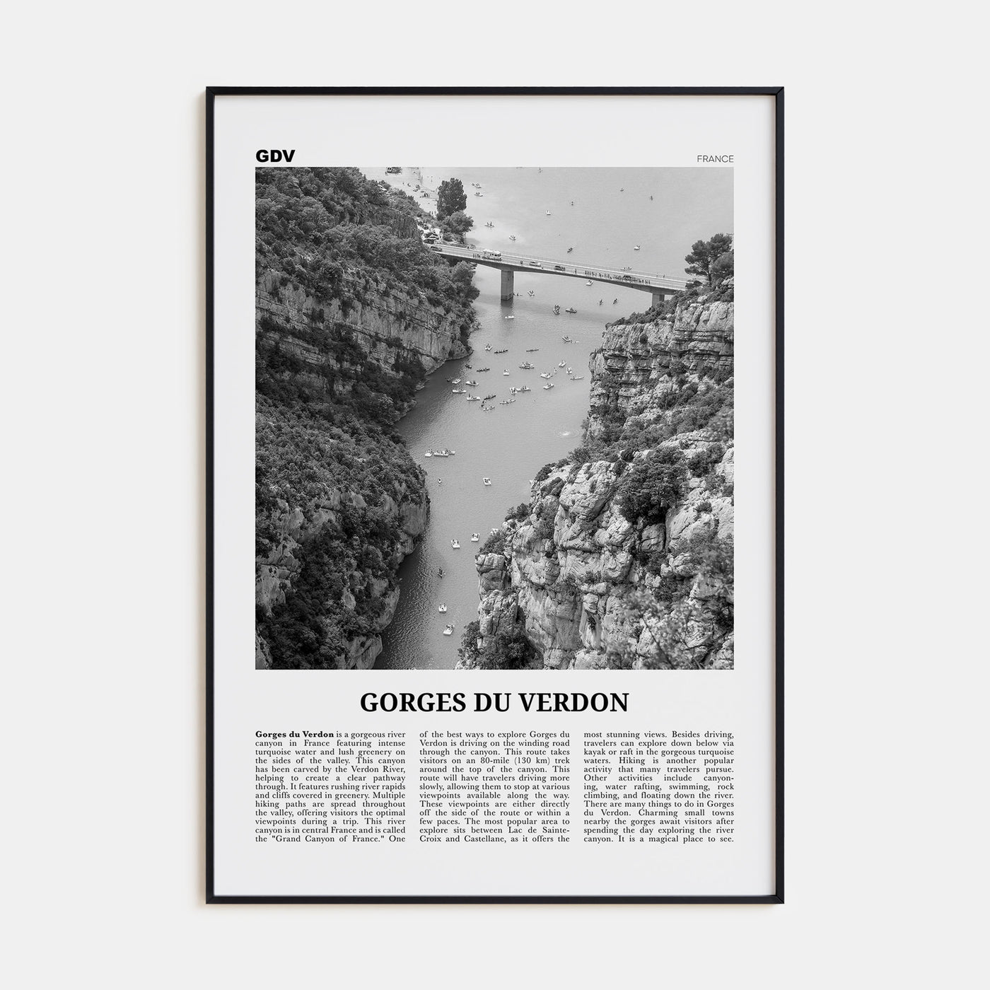 Gorges du Verdon Travel B&W Poster