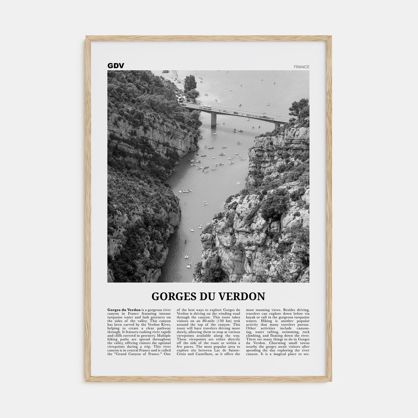 Gorges du Verdon Travel B&W Poster