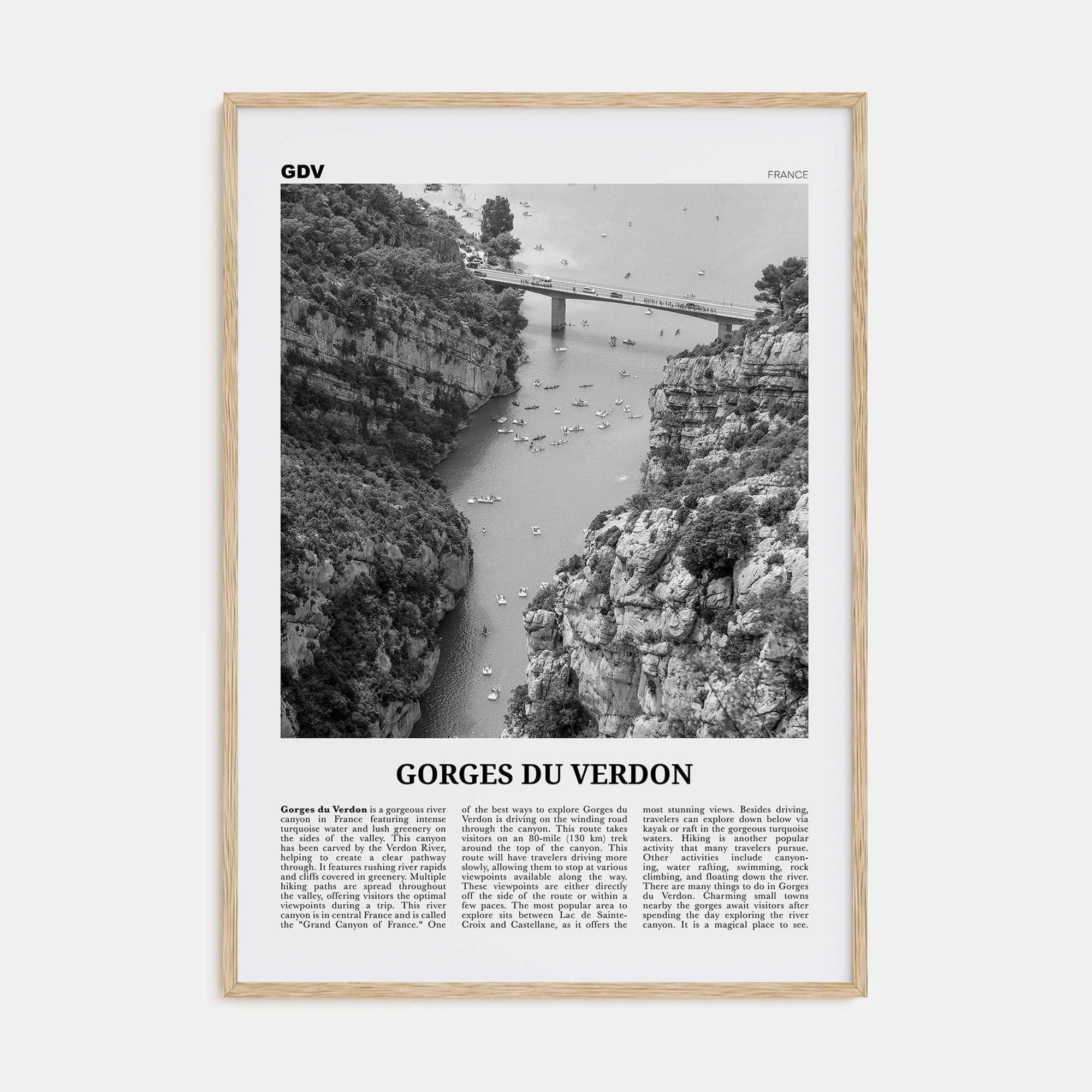Gorges du Verdon Travel B&W Poster