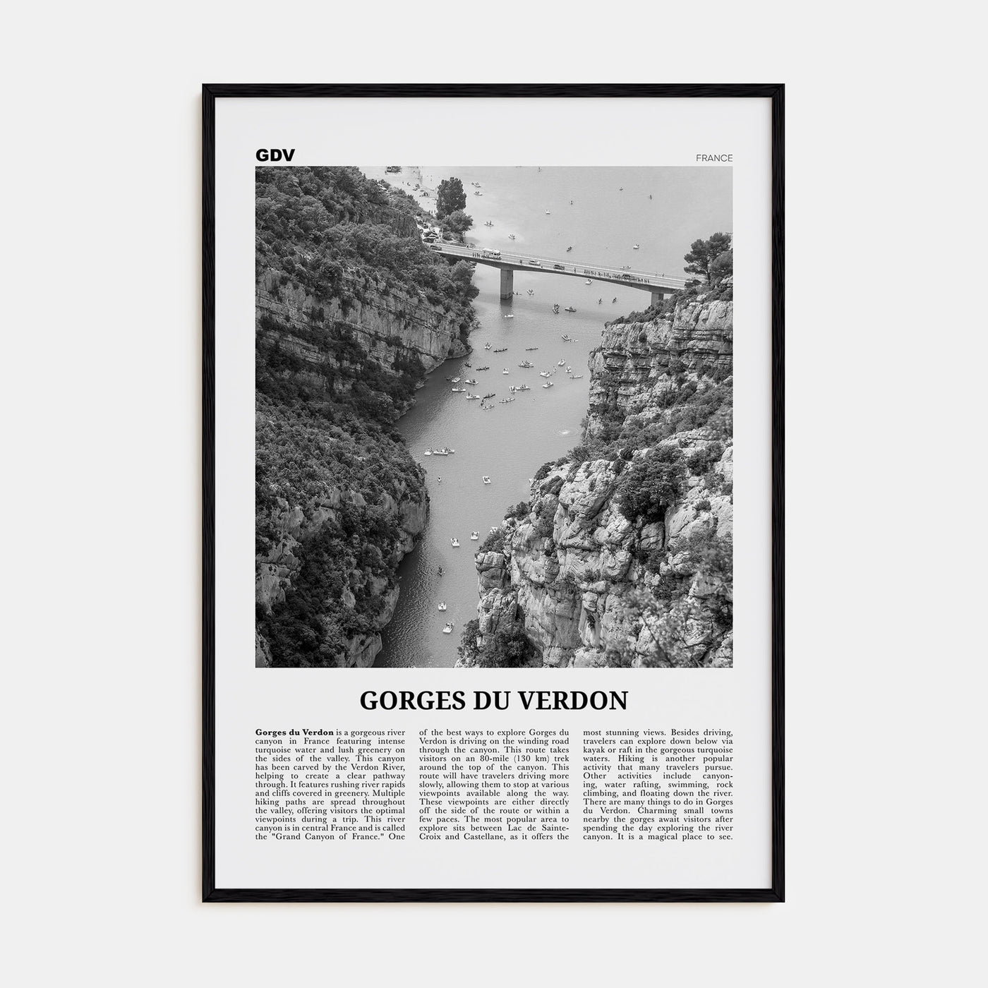 Gorges du Verdon Travel B&W Poster