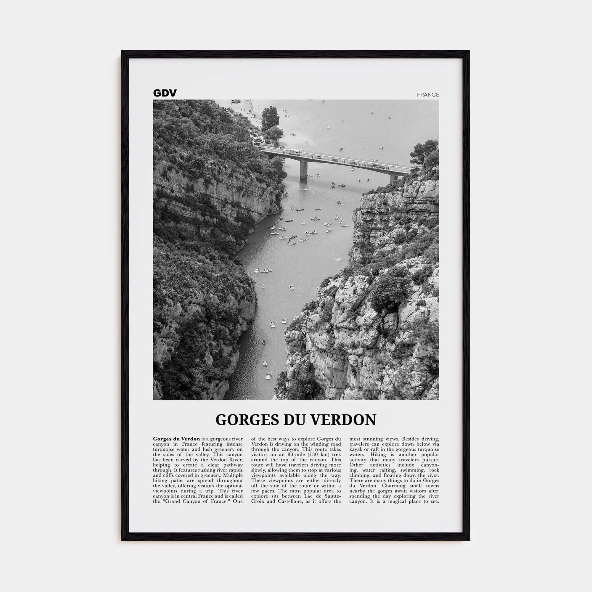 Gorges du Verdon Travel B&W Poster