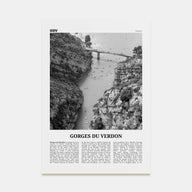 Gorges du Verdon Travel B&W Poster