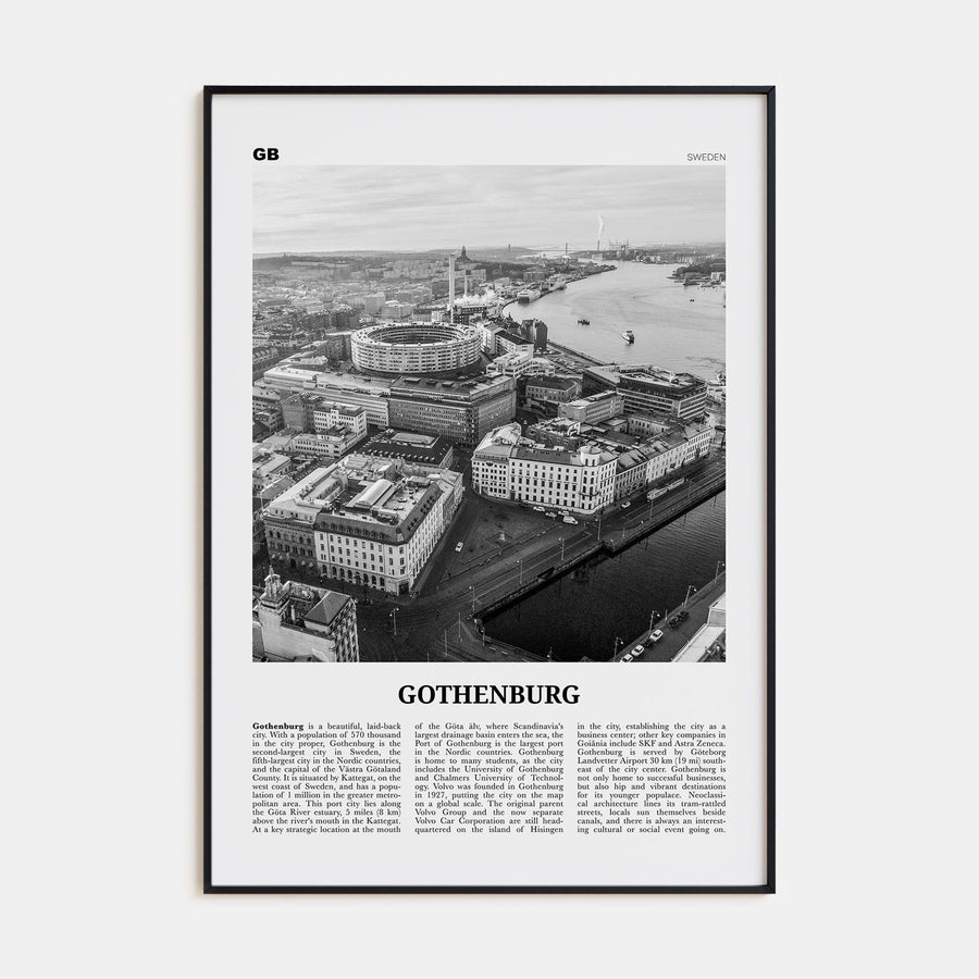 Gothenburg Travel B&W Poster